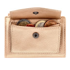 Kartenetui mit Münzfach Druckknopf Geldbörse aus Leder - Metallic rose