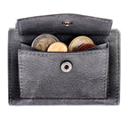 Kartenetui mit Münzfach Druckknopf Geldbörse aus Leder - Vintage grau