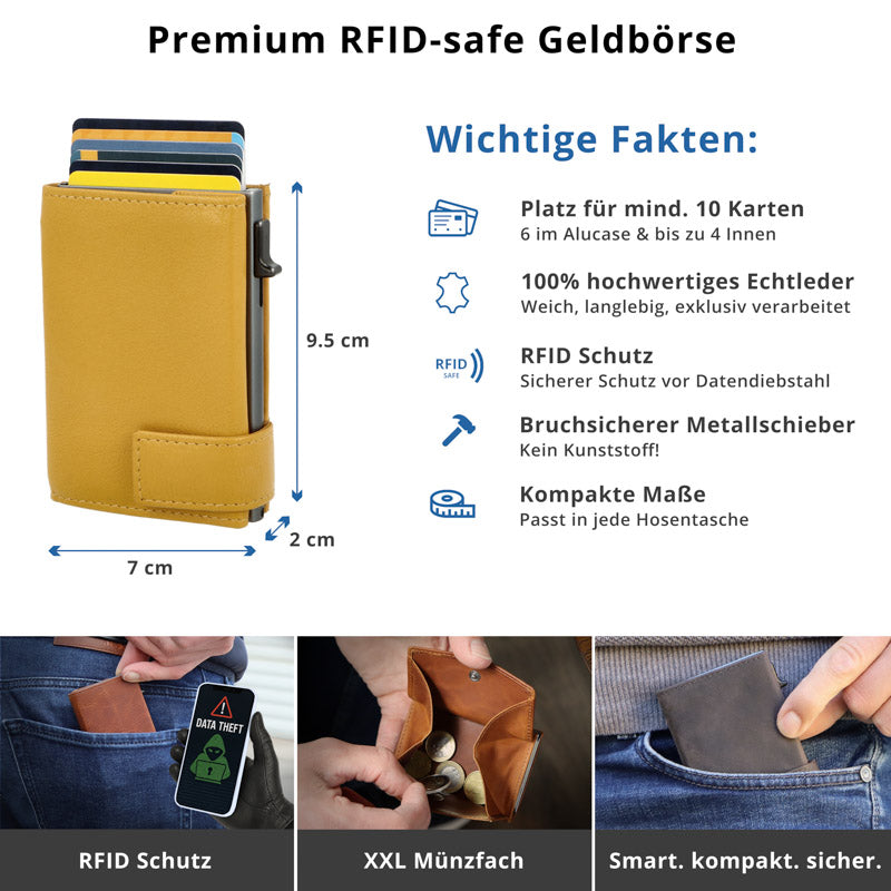 SecWal Kartenetui mit Münzfach XXL - gelb