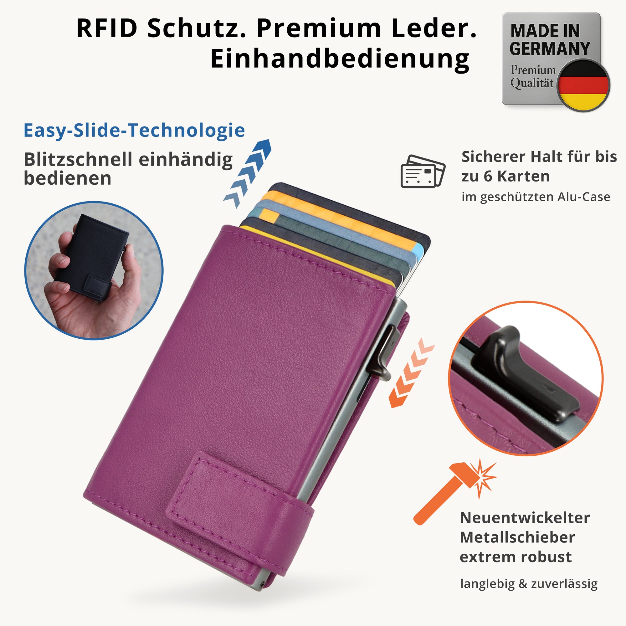 SecWal Kartenetui mit Münzfach XXL - pink