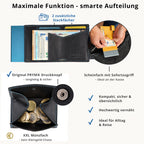 SecWal Kartenetui mit Münzfach XXL - schwarz mit blauem Container