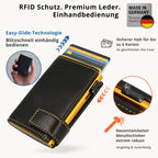 SecWal Kartenetui mit Münzfach XXL - schwarz mit gelben Container