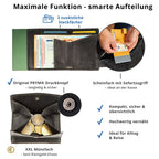 SecWal Kartenetui mit Münzfach XXL - schwarz mit grünem Container