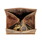 Kartenetui mit Münzfach XXL Geldbörse geprägt aus Leder - Hunter braun (Adler)